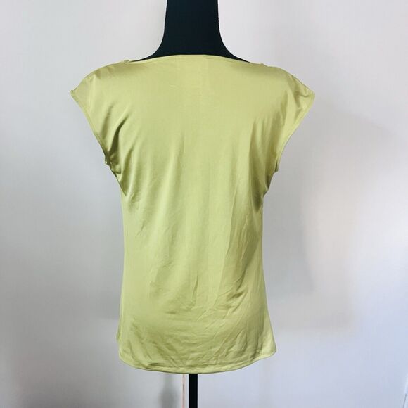 Carmen Marc Valvo Stretch Tank Top‎  Blouse Women M Green Cap Sleeve Shell - Picture 7 of 8